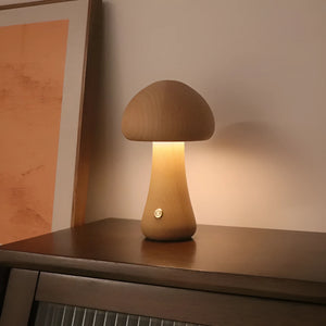 Touch-Control Mushroom Lamp (Natural Wood)